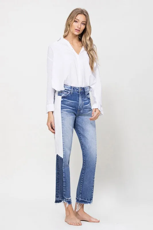 Vervet Colorblock Cropped Denim Jeans