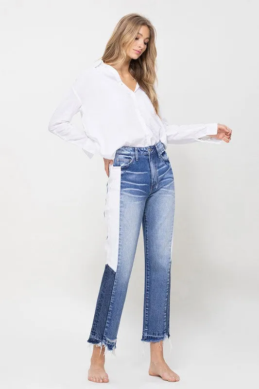 Vervet Colorblock Cropped Denim Jeans