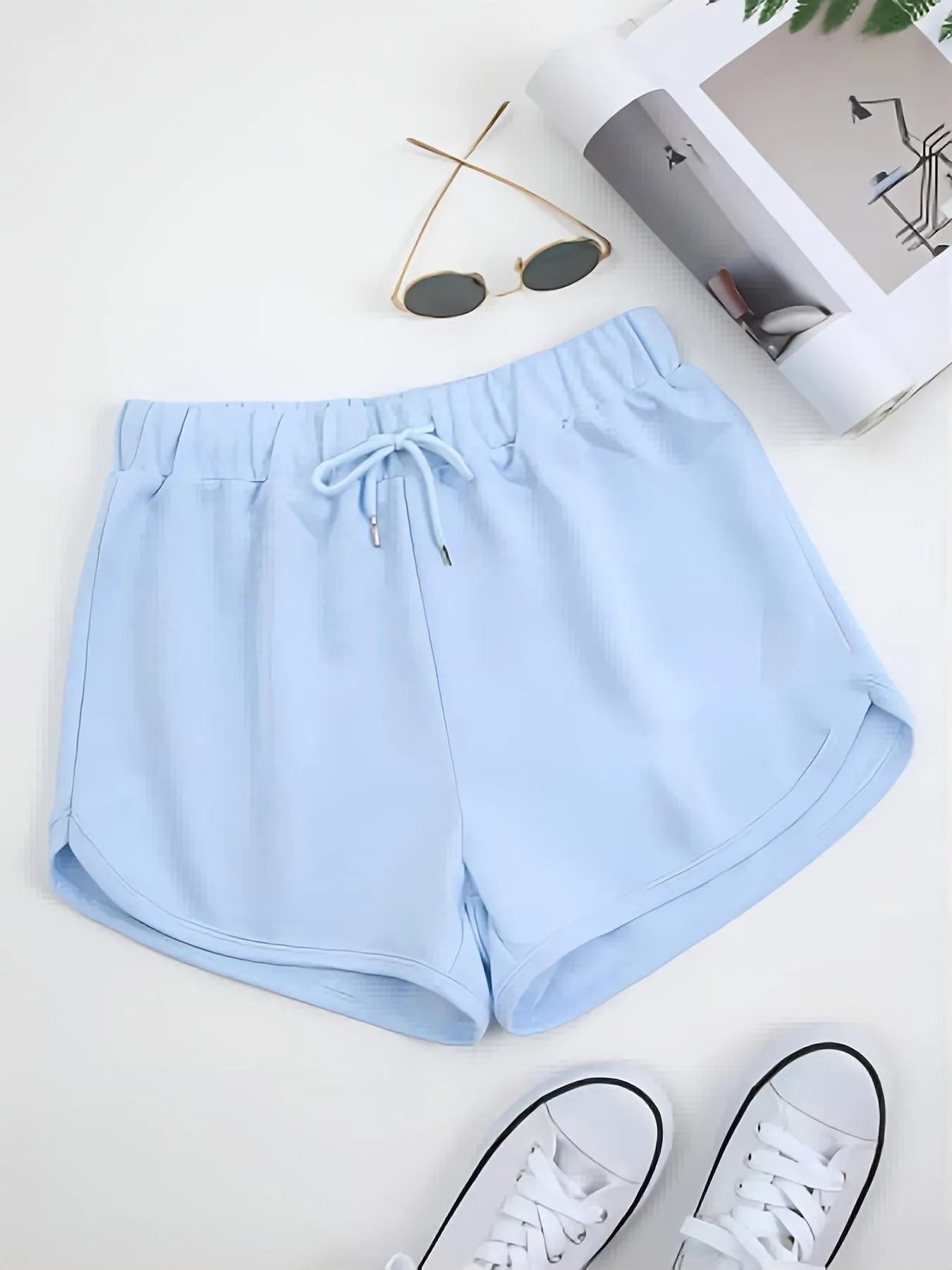 Womens Drawstring Waist Sports Shorts Perfect for Summer Casual Wear