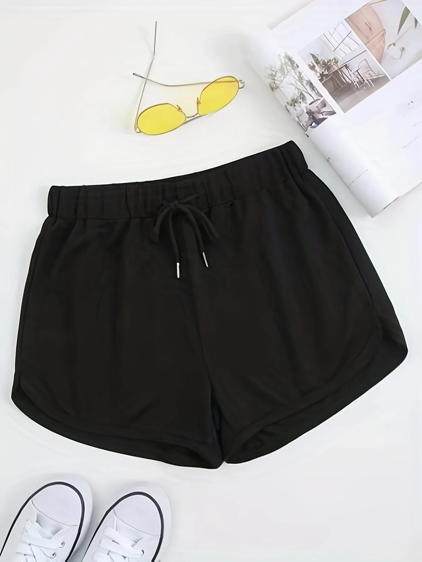 Womens Drawstring Waist Sports Shorts Perfect for Summer Casual Wear